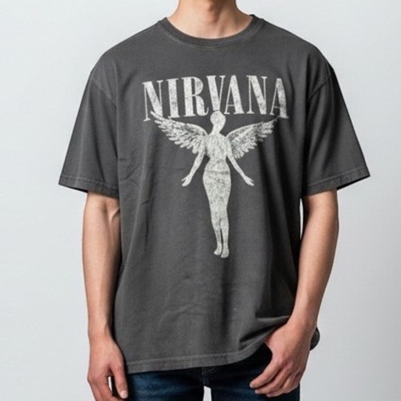 H&M Other - H&M Nirvana T-Shirt Mens Large Gray In Utero Angel Graphic Tee Grunge Streetwear